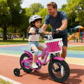 12 Inch Kids Bike with Training Wheels for Aged 3-4 Years Old - Magic Rose - Rose Red - Kids Bike