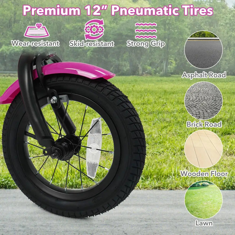 12 Inch Kids Bike with Training Wheels for Aged 3-4 Years Old - Magic Rose - Rose Red - Kids Bike