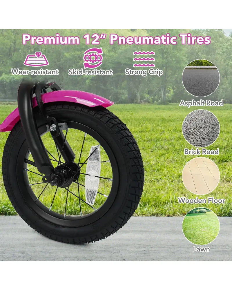 12 Inch Kids Bike with Training Wheels for Aged 3-4 Years Old - Magic Rose - Rose Red - Kids Bike