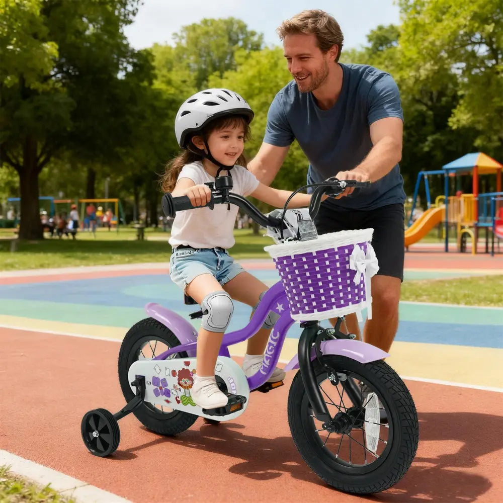 12 Inch Kids Bike with Training Wheels for Aged 3-4 Years Old - Magic Purple - Purple - Kids Bike