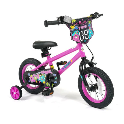 12 Inch Kids Bike with Training Wheels for Ages 3-4 Years Old Pink- Street Art Time - Pink - Kids Bike