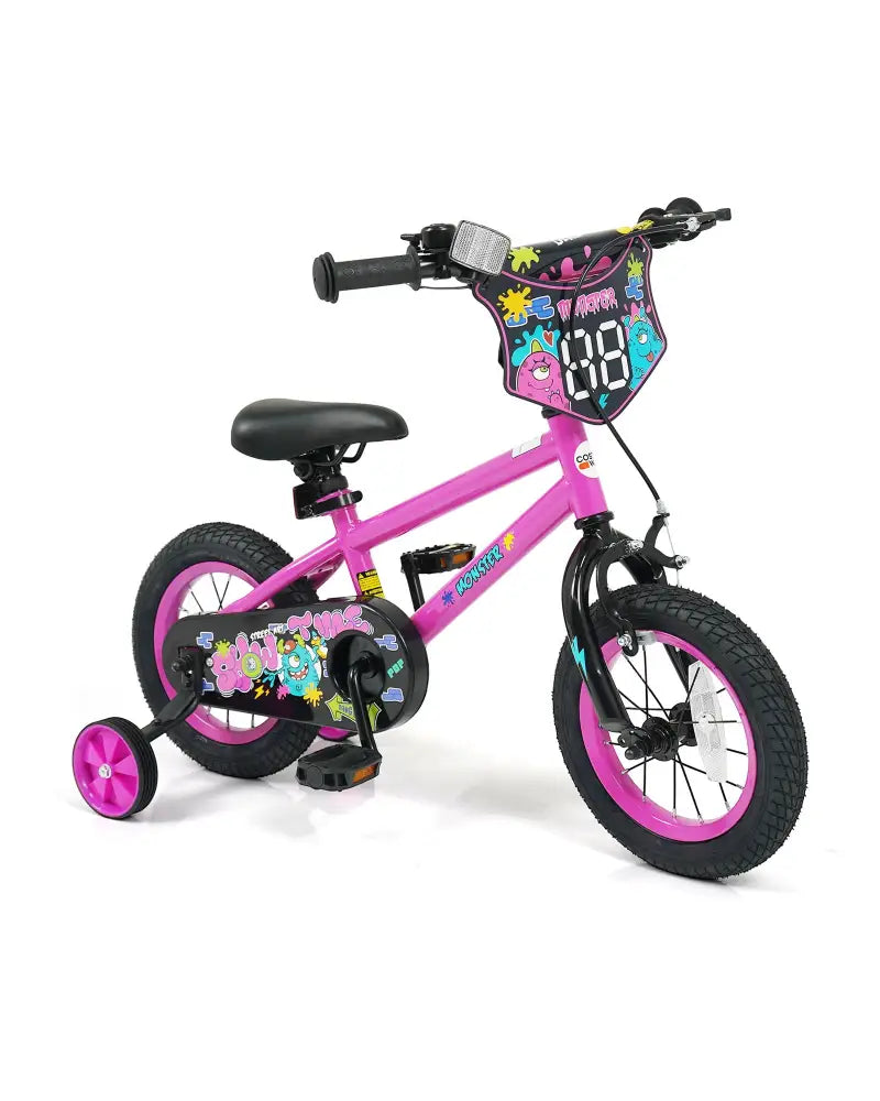 12 Inch Kids Bike with Training Wheels for Ages 3-4 Years Old Pink- Street Art Time - Pink - Kids Bike