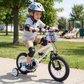 12 Inch Kids Bike with Training Wheels for Ages 3-4 Years Old White- Street Art Time - White - Kids Bike