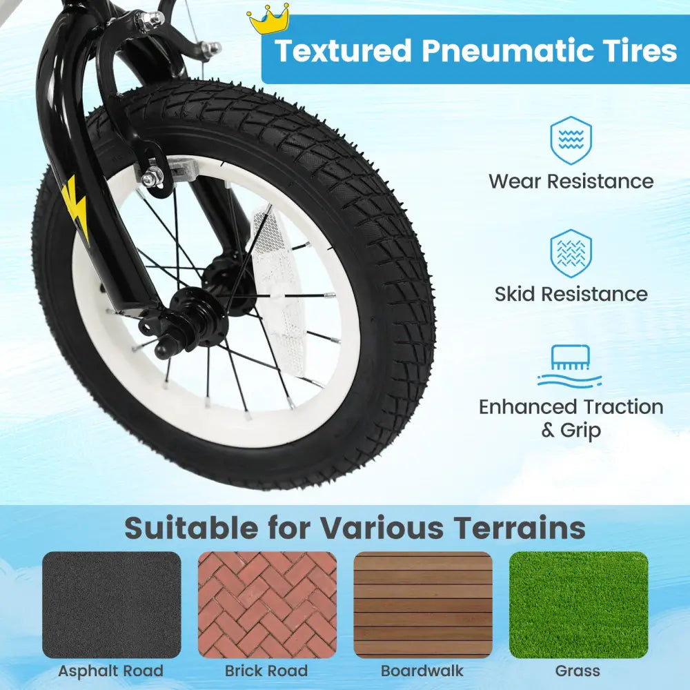 12 Inch Kids Bike with Training Wheels for Ages 3-4 Years Old White- Street Art Time - White - Kids Bike