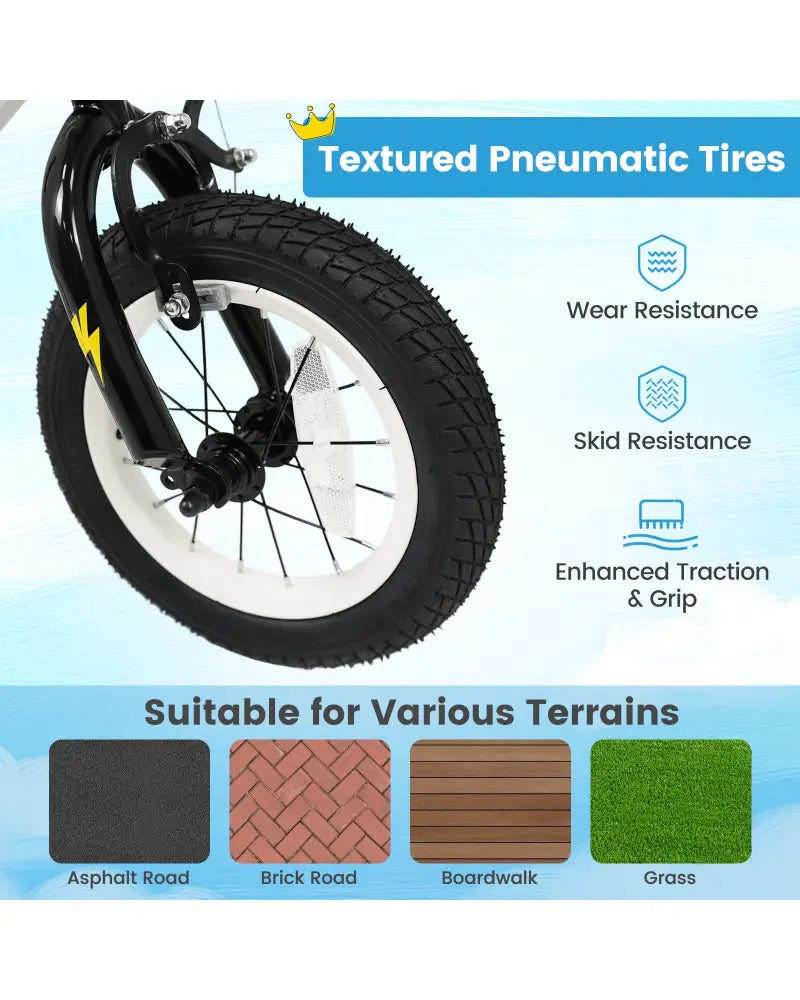 12 Inch Kids Bike with Training Wheels for Ages 3-4 Years Old White- Street Art Time - White - Kids Bike