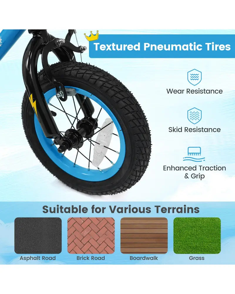 12 Inch Kids Bike with Training Wheels for Ages 3-8 Years Old Blue- Street Art Time - Blue - Kids Bike
