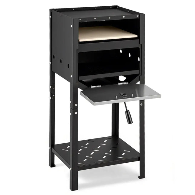 12 Inch Outdoor Pizza Oven with Ash Tray and Wood Storage-Black - Black - Outdoor Grills