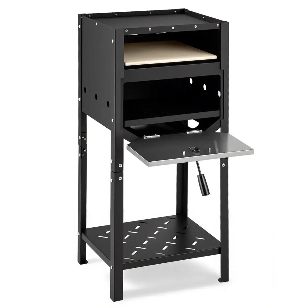 12 Inch Outdoor Pizza Oven with Ash Tray and Wood Storage-Black - Black - Outdoor Grills