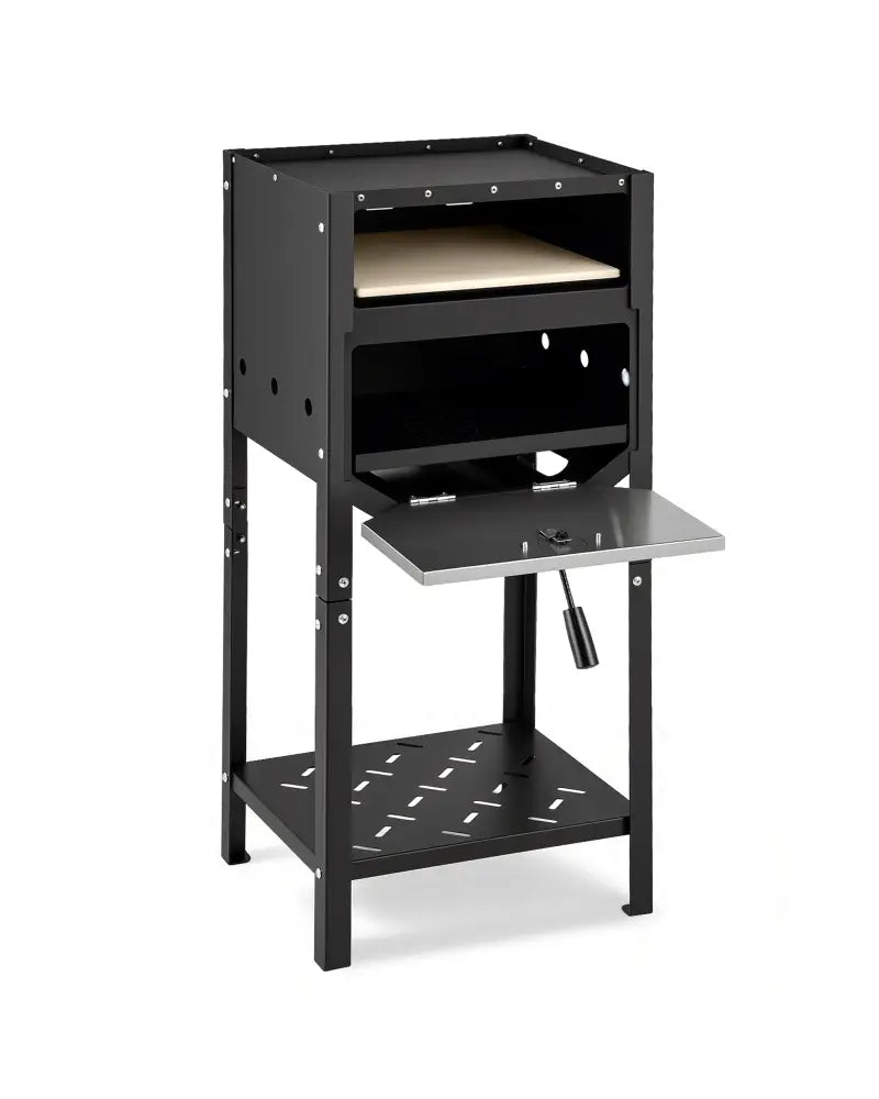 12 Inch Outdoor Pizza Oven with Ash Tray and Wood Storage-Black - Black - Outdoor Grills