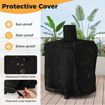 12 Inch Outdoor Pizza Oven with Pizza Stone for Patio Backyard Camping BBQ-Black - Black - Outdoor Grills