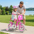 12 Inches Girls Bike with Front Bag and Streamers for 3-4 Years Pink - Pink - Kids Bike