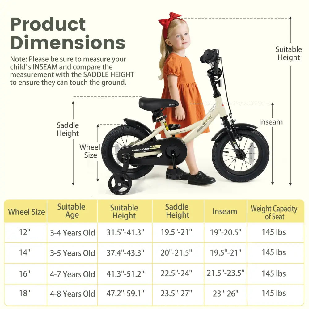 12 Inches Kids Bike Sport Bicycle with Removable Training Wheels - Kids Bike