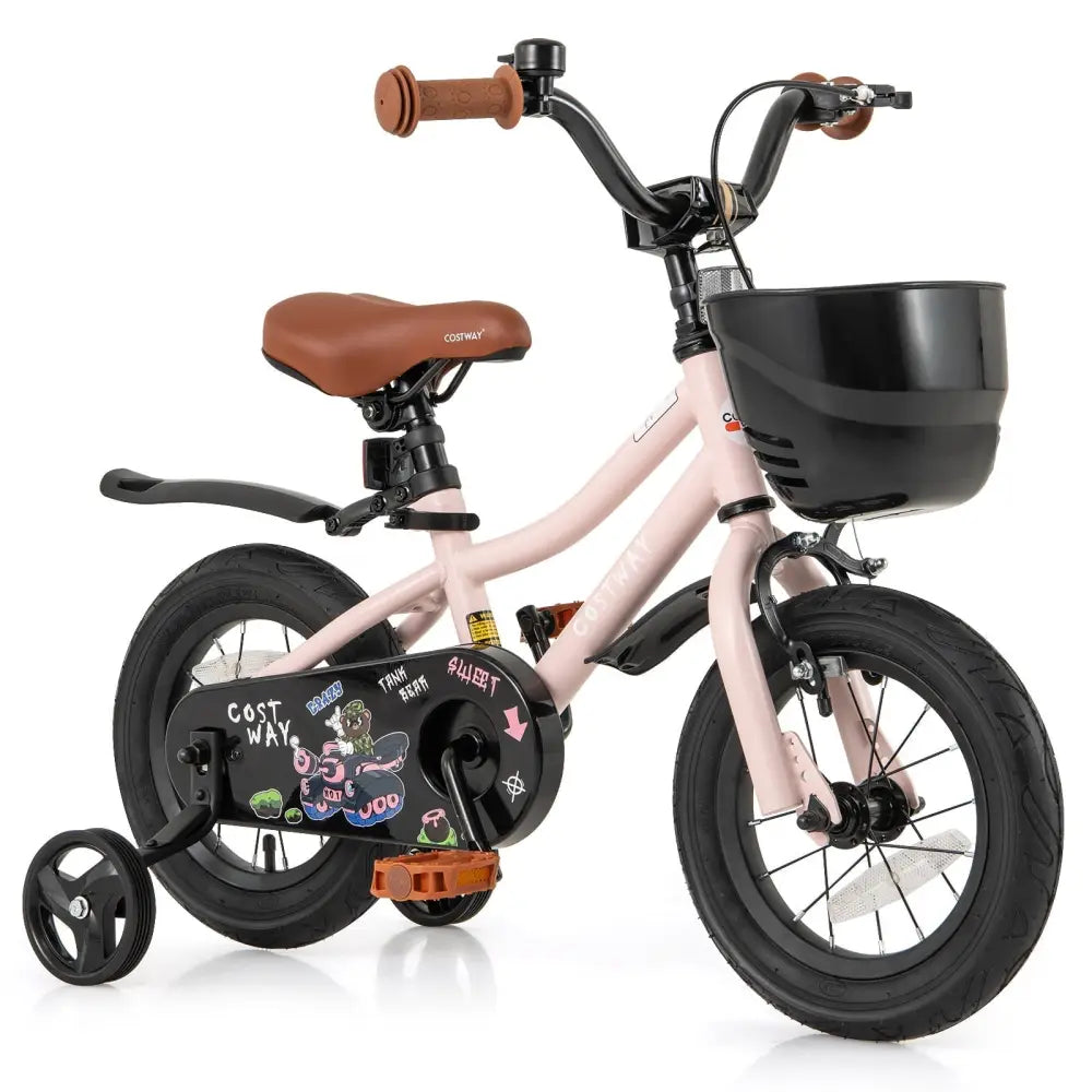 12 Inches Kids Bike with Basket and Adjustable Handlebar for 3 - 4 Years Old - Oasis Home Essentials