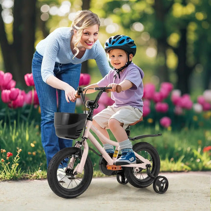 12 Inches Kids Bike with Basket and Adjustable Handlebar for 3 - 4 Years Old - Oasis Home Essentials
