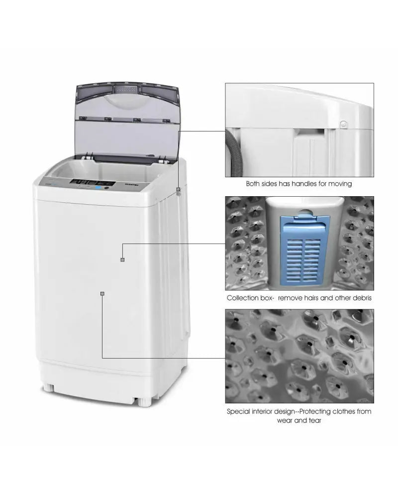 12 lbs Full-automatic Washing Machine with 10 Wash Programs - Gray - Washing Machines