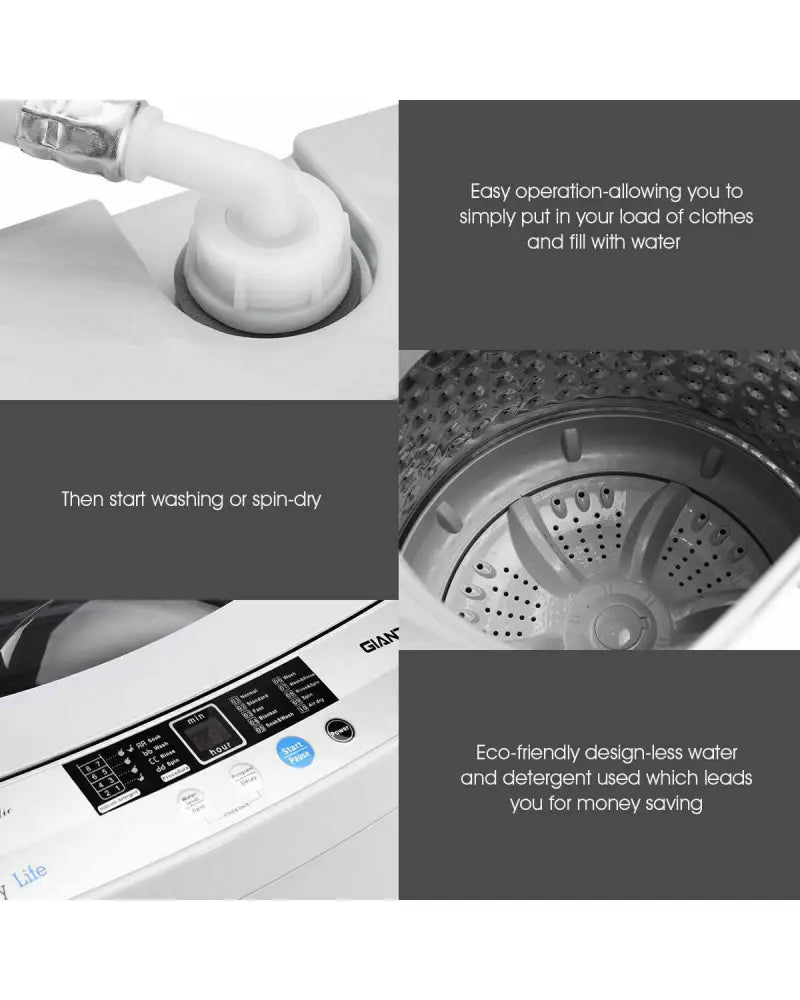 12 lbs Full-automatic Washing Machine with 10 Wash Programs - Gray - Washing Machines