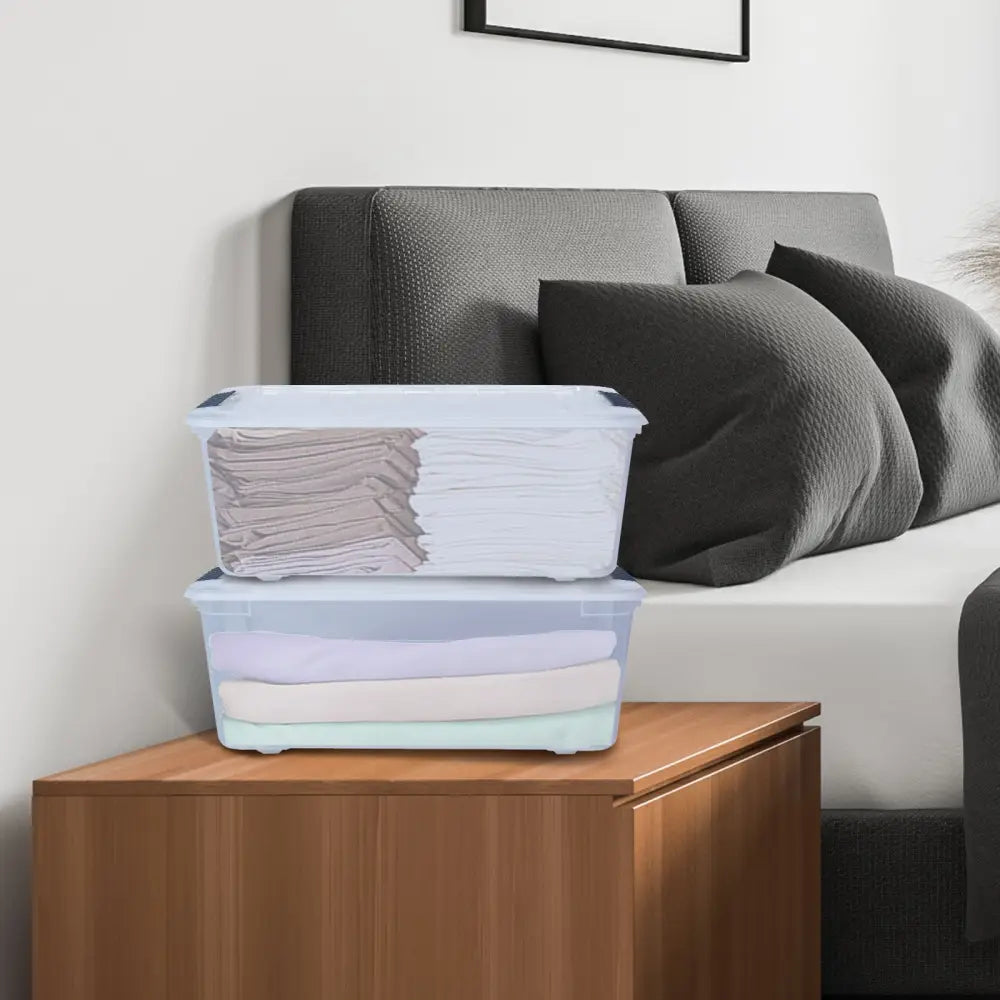 12 Pack 156 Quart Latch Stack Storage Tubs Box - Transparent - Clothing & Closet Storage