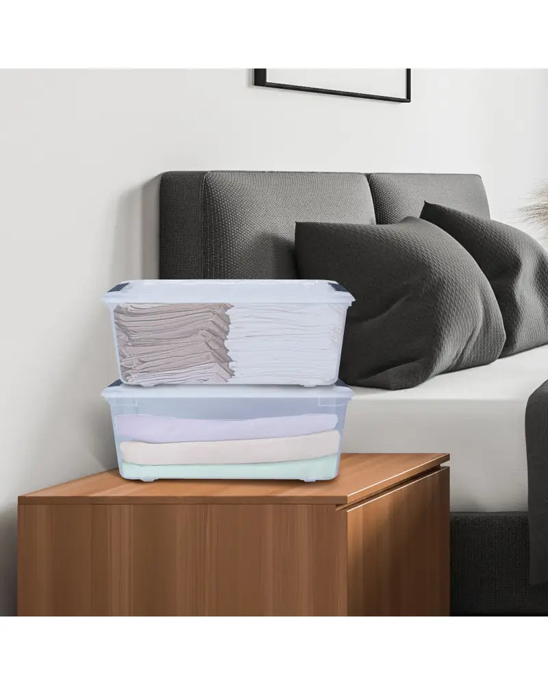 12 Pack 156 Quart Latch Stack Storage Tubs Box - Transparent - Clothing & Closet Storage