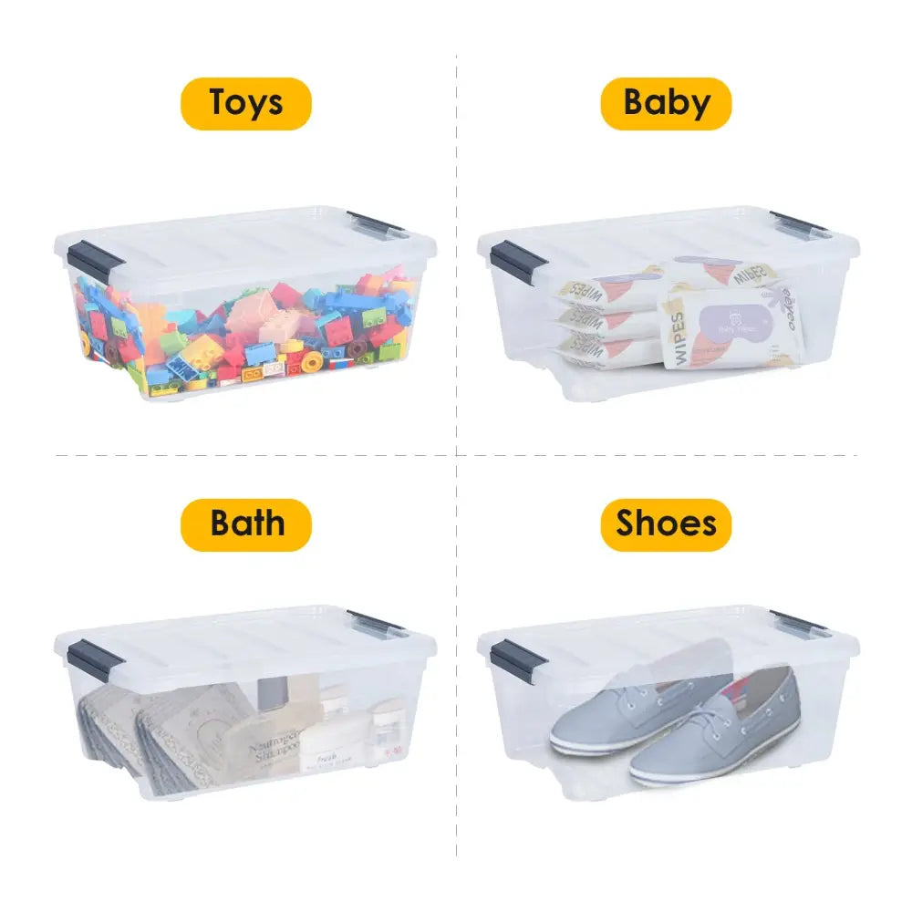 12 Pack 156 Quart Latch Stack Storage Tubs Box - Transparent - Clothing & Closet Storage