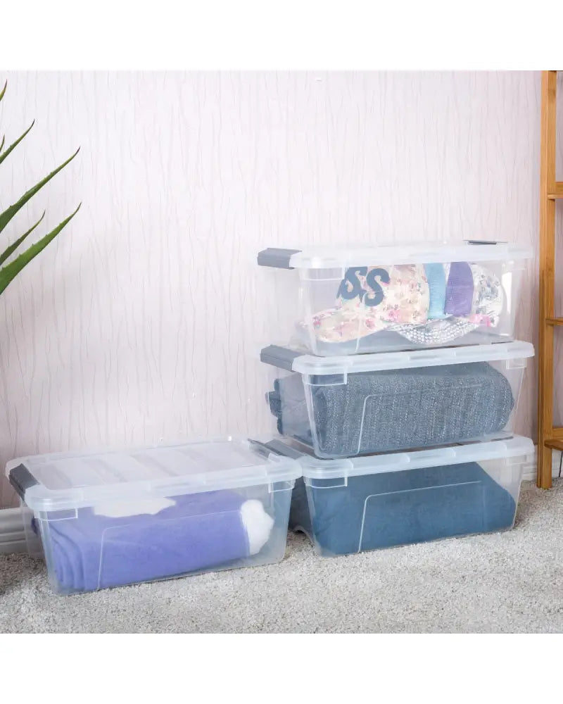 12 Pack 156 Quart Latch Stack Storage Tubs Box - Transparent - Clothing & Closet Storage