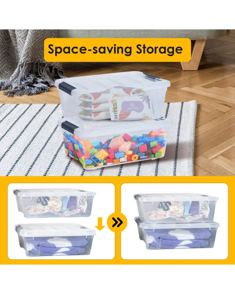 12 Pack 156 Quart Latch Stack Storage Tubs Box - Transparent - Clothing & Closet Storage