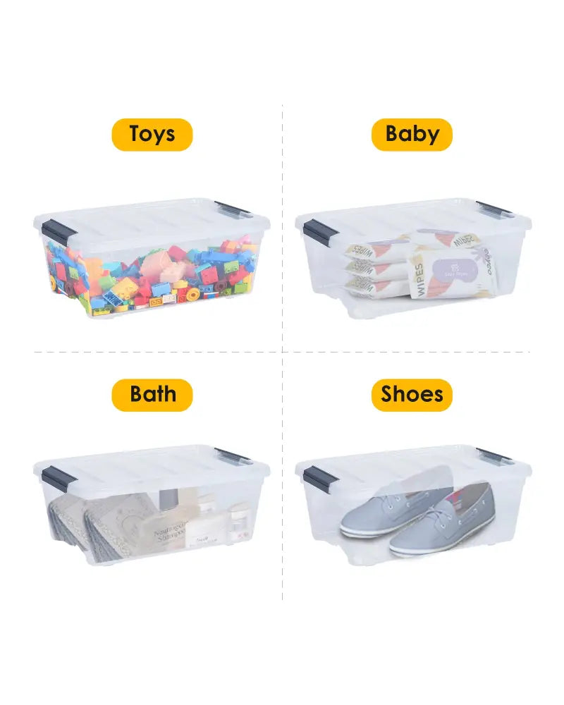 12 Pack 156 Quart Latch Stack Storage Tubs Box - Transparent - Clothing & Closet Storage
