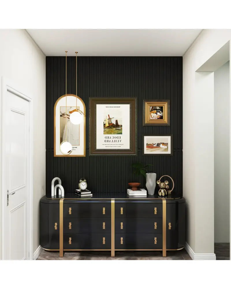 12-Pack PVC Slat Wall Panels for Interior Wall Decoration for Living Room and TV Background-Black - Black - Wall Decor
