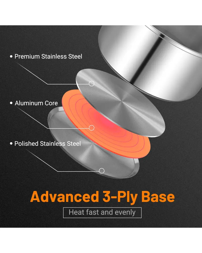12 Piece Pots and Pans Set with Tempered Glass Lids and Handles - Silver - Cookware & Bakeware