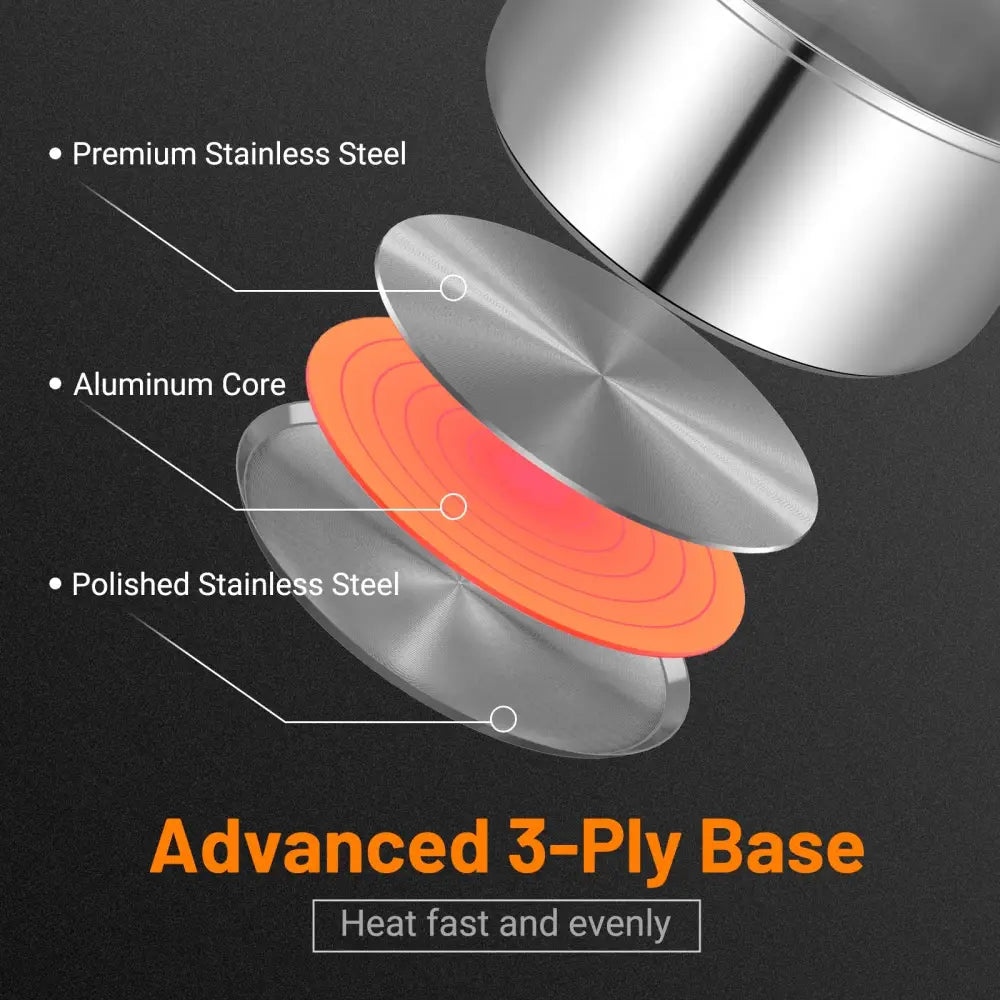 12 Piece Pots and Pans Set with Tempered Glass Lids and Handles - Silver - Cookware & Bakeware