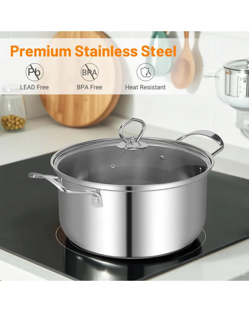 12 Piece Pots and Pans Set with Tempered Glass Lids and Handles - Silver - Cookware & Bakeware