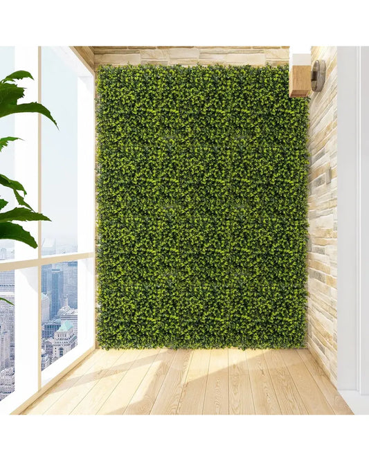 12 Pieces 20 Inch x 20 Inch Artificial Hedge Eucalyptus Panels - Green - Outdoor Privacy Screens