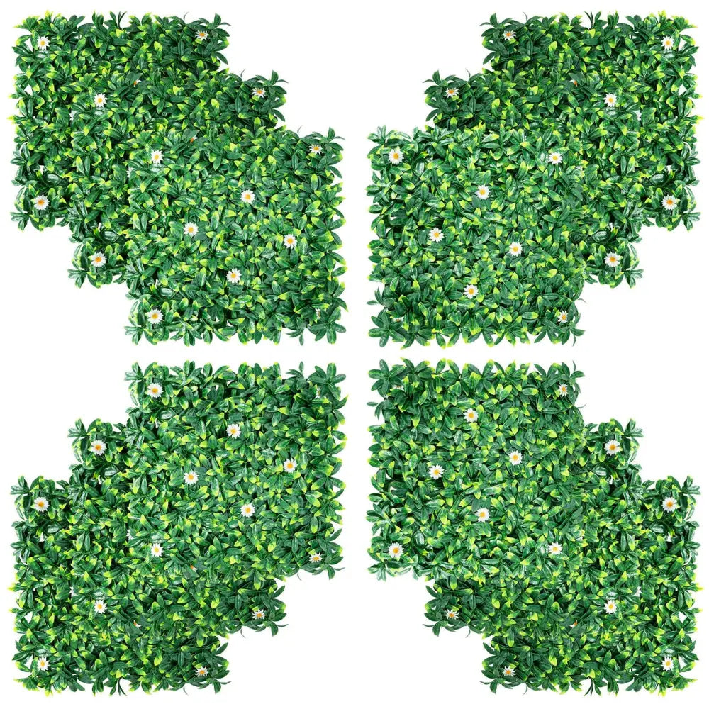 12 Pieces 20 x 20 Inch Artificial Daisy Hedge Plant Privacy Fence Hedge Panels - Outdoor Privacy Screens