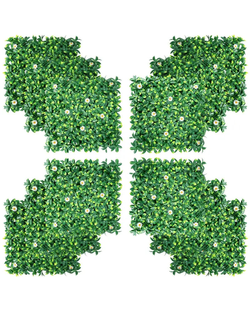 12 Pieces 20 x 20 Inch Artificial Daisy Hedge Plant Privacy Fence Hedge Panels - Outdoor Privacy Screens