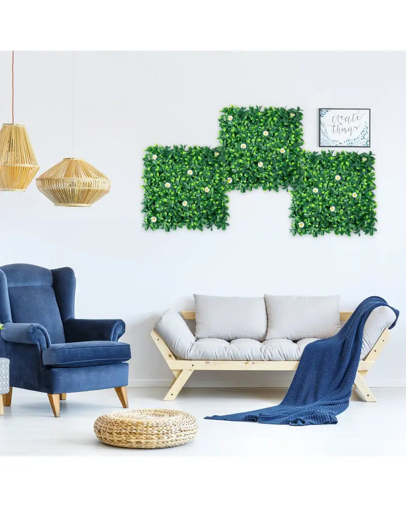 12 Pieces 20 x 20 Inch Artificial Daisy Hedge Plant Privacy Fence Hedge Panels - Outdoor Privacy Screens