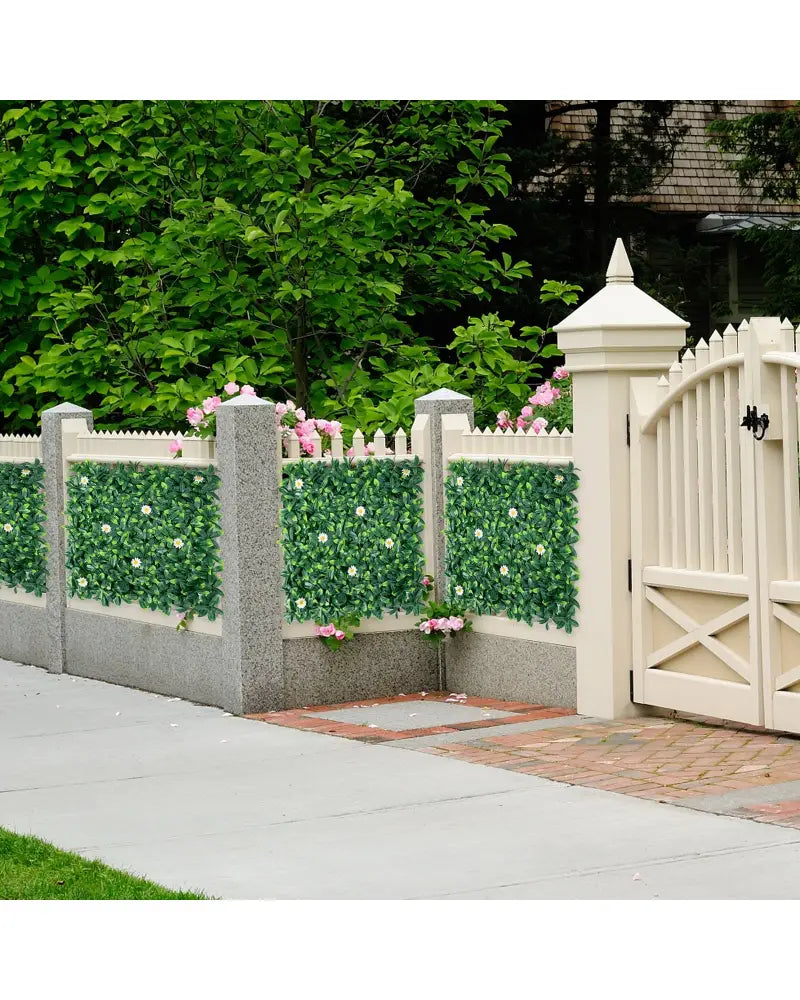 12 Pieces 20 x 20 Inch Artificial Daisy Hedge Plant Privacy Fence Hedge Panels - Outdoor Privacy Screens