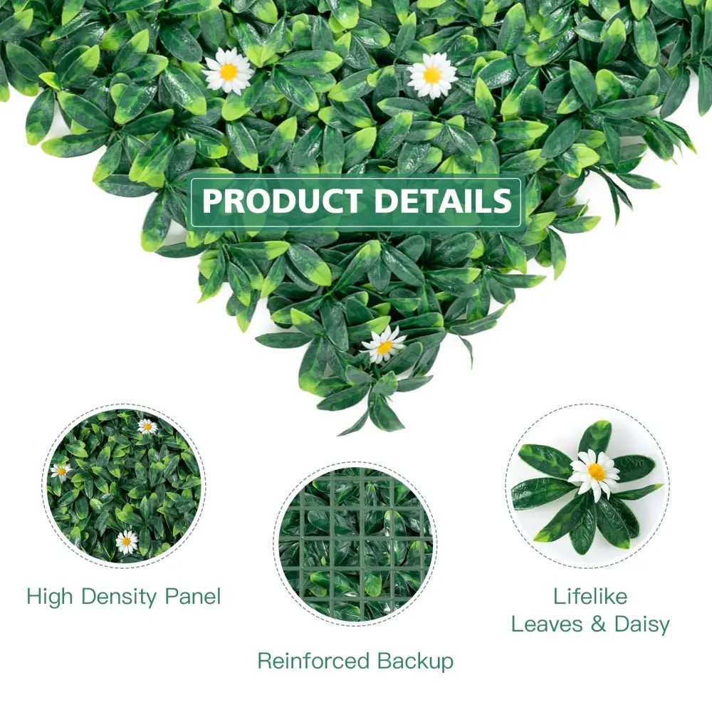 12 Pieces 20 x 20 Inch Artificial Daisy Hedge Plant Privacy Fence Hedge Panels - Outdoor Privacy Screens