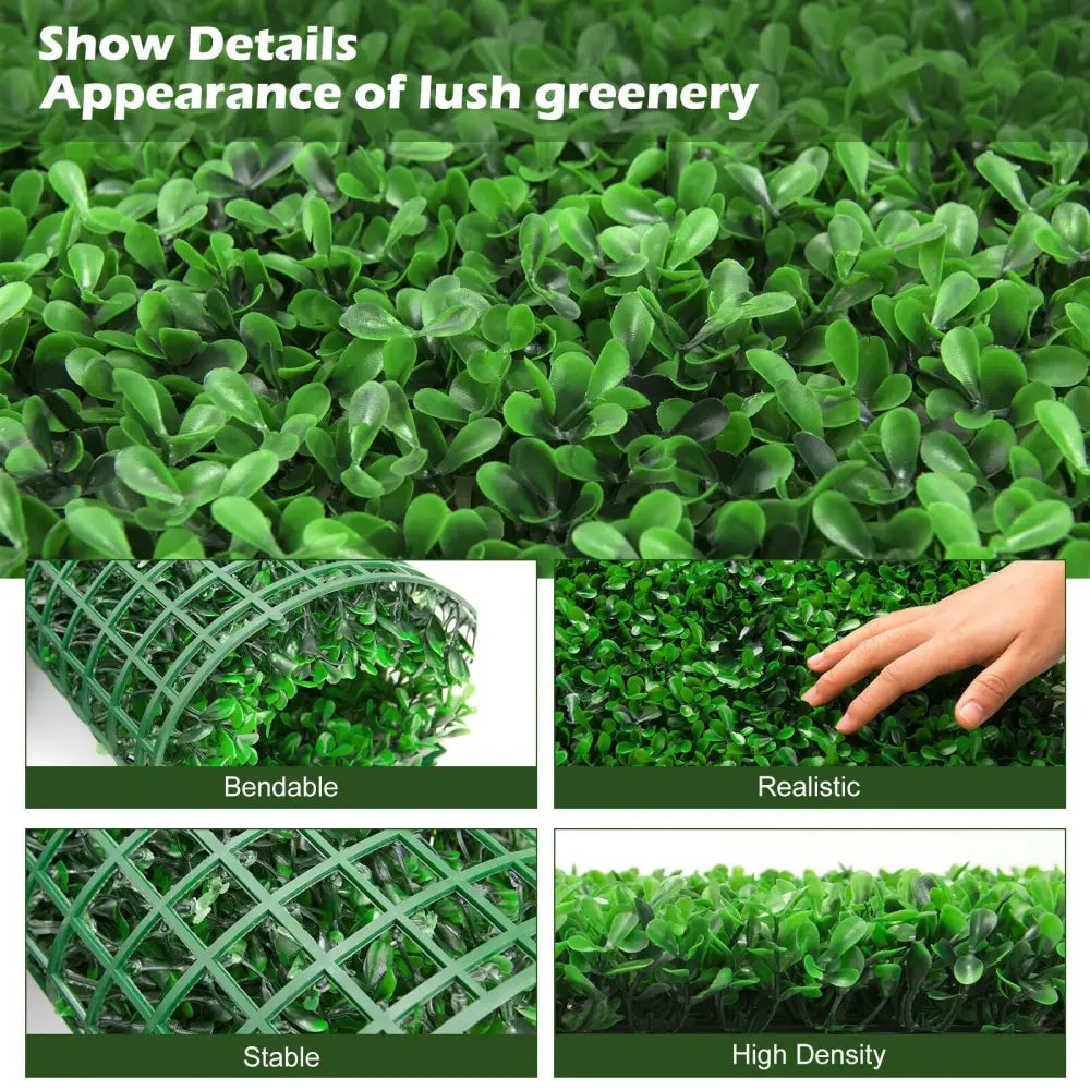 12 Pieces Artificial Peanut Leaf Hedges Panels - Green - Outdoor Privacy Screens