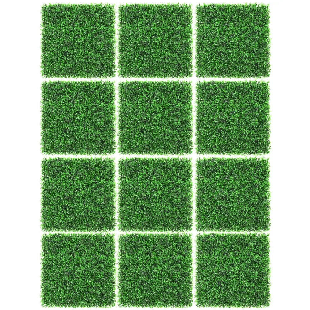 12 Pieces Artificial Peanut Leaf Hedges Panels - Green - Outdoor Privacy Screens