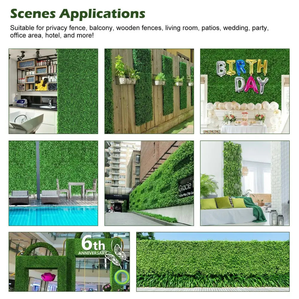 12 Pieces Artificial Peanut Leaf Hedges Panels - Green - Outdoor Privacy Screens