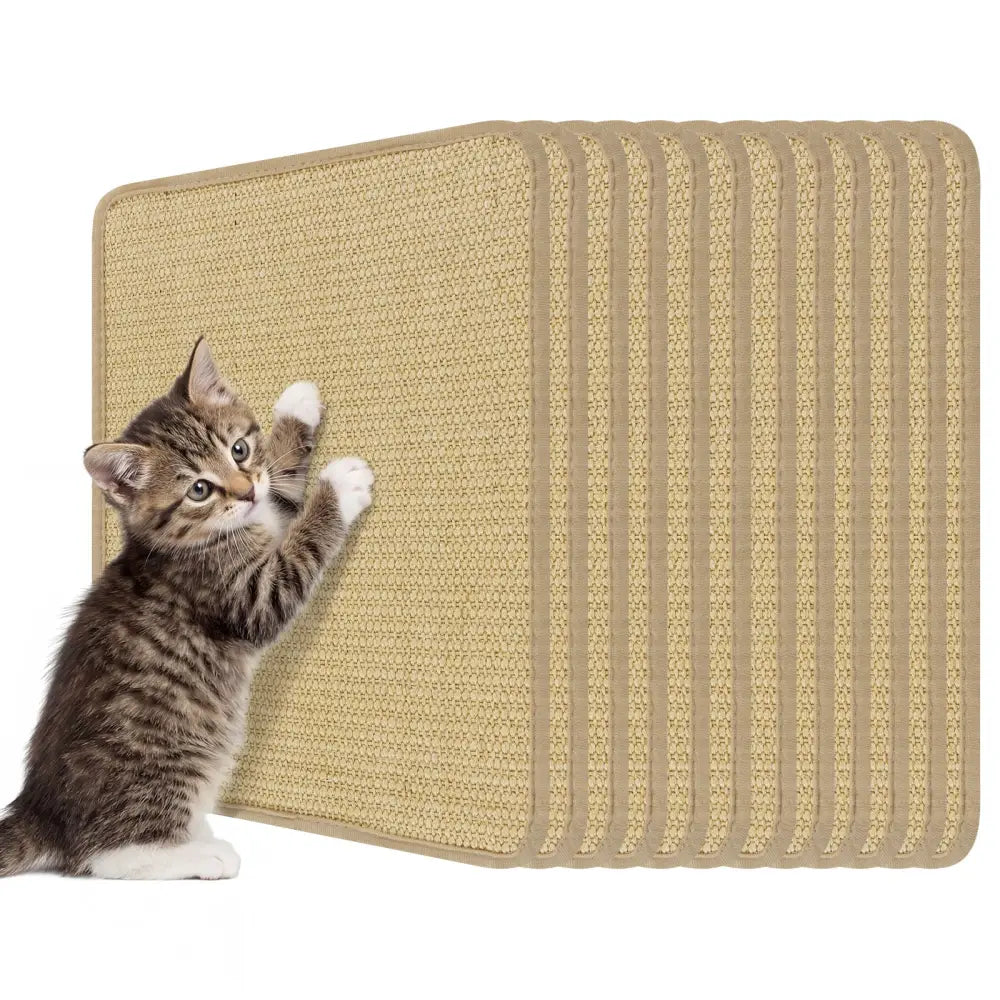 12 Pieces Cat Scratcher Mat Set 16 x 12 Inch Natural Sisal Pads - Natural - Cat Trees Condos & Scratchers