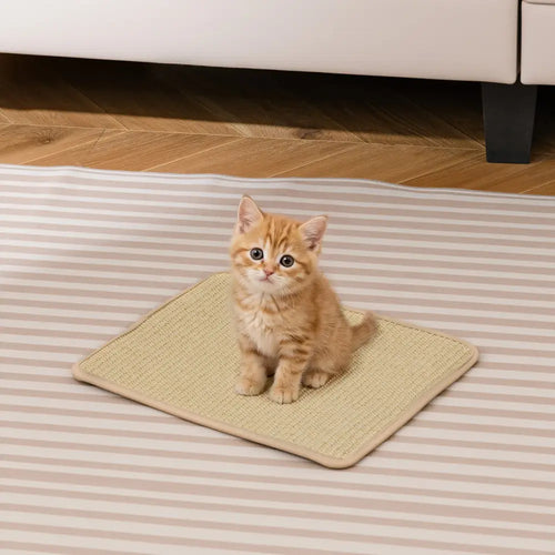 12 Pieces Cat Scratcher Mat Set 16 x 12 Inch Natural Sisal Pads - Natural - Cat Trees Condos & Scratchers