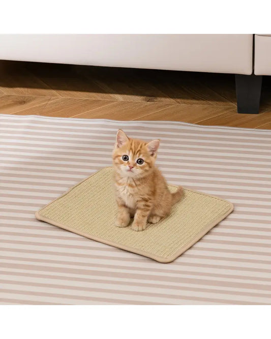 12 Pieces Cat Scratcher Mat Set 16 x 12 Inch Natural Sisal Pads - Natural - Cat Trees Condos & Scratchers