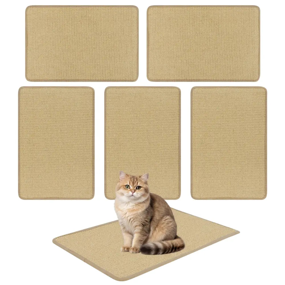 12 Pieces Cat Scratcher Mat Set 24 x 16 Inch Natural Sisal Pads - Natural - Cat Trees Condos & Scratchers