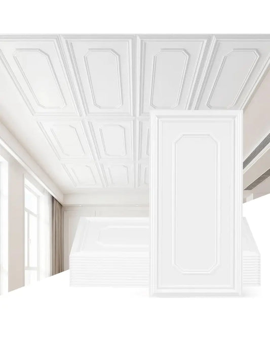 12 Pieces Ceiling Tiles Decorative PVC Ceiling Covering Panels - Wall Decor