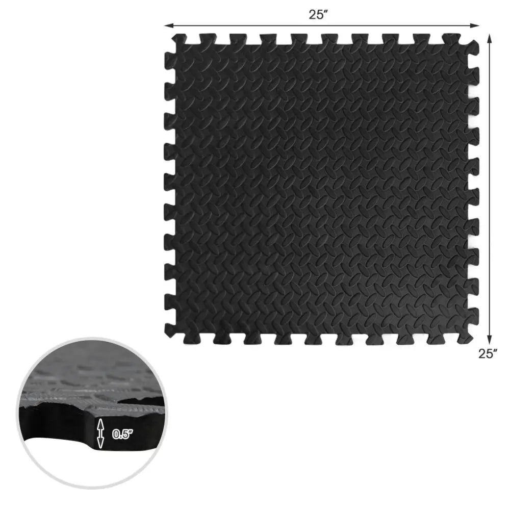 12 Pieces Puzzle Interlocking Flooring Mat with Anti-slip and Waterproof Surface-Black - Black - Baby Gyms & Playmats