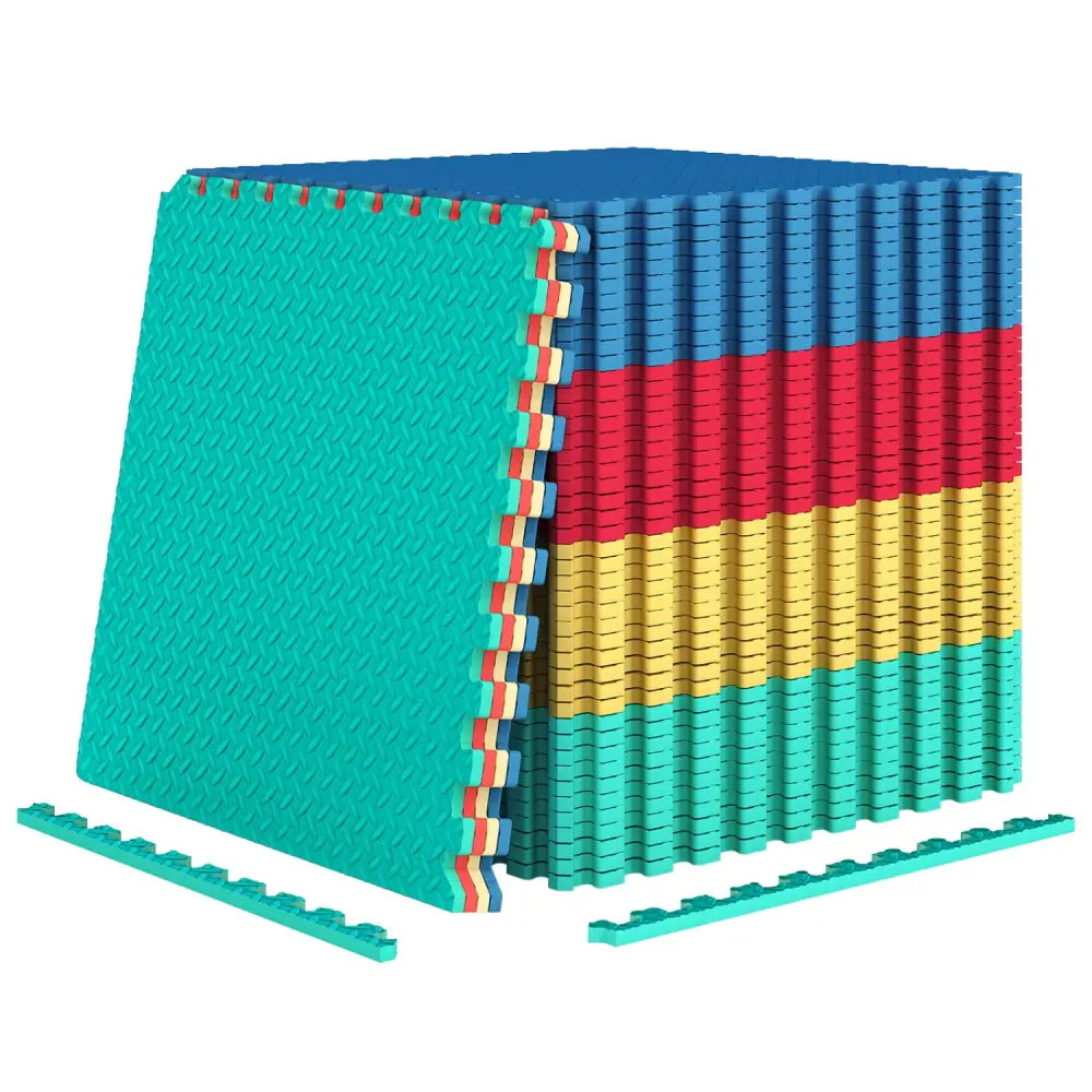 12 Pieces Puzzle Interlocking Flooring Mat with Anti-slip and Waterproof Surface-Multicolor - Multicolor - Baby Gyms &
