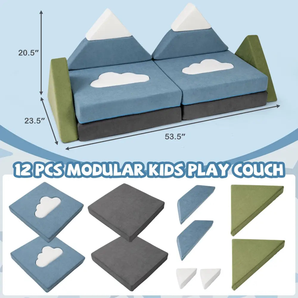 12 Pieces Snow Mountain Theme Toddler Foam Building Fort - Kids Chairs & Seating