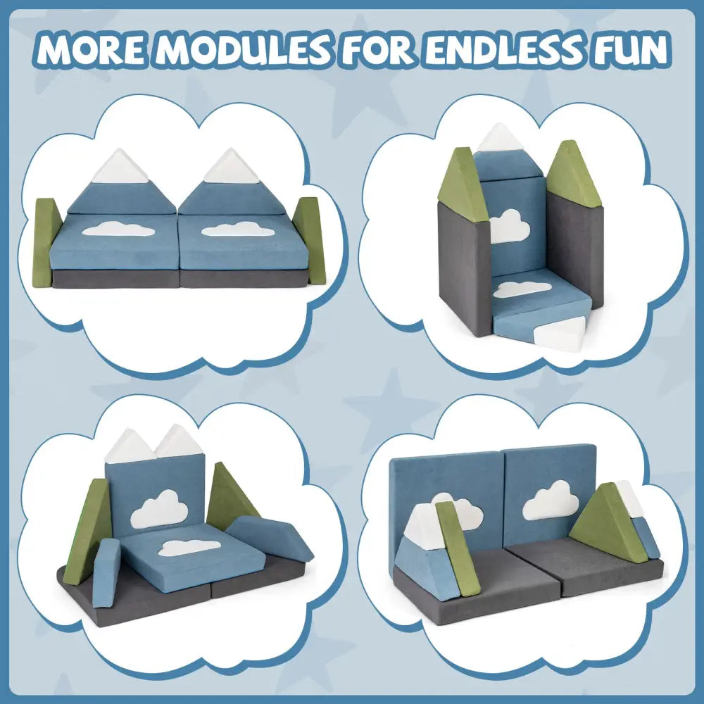 12 Pieces Snow Mountain Theme Toddler Foam Building Fort - Kids Chairs & Seating