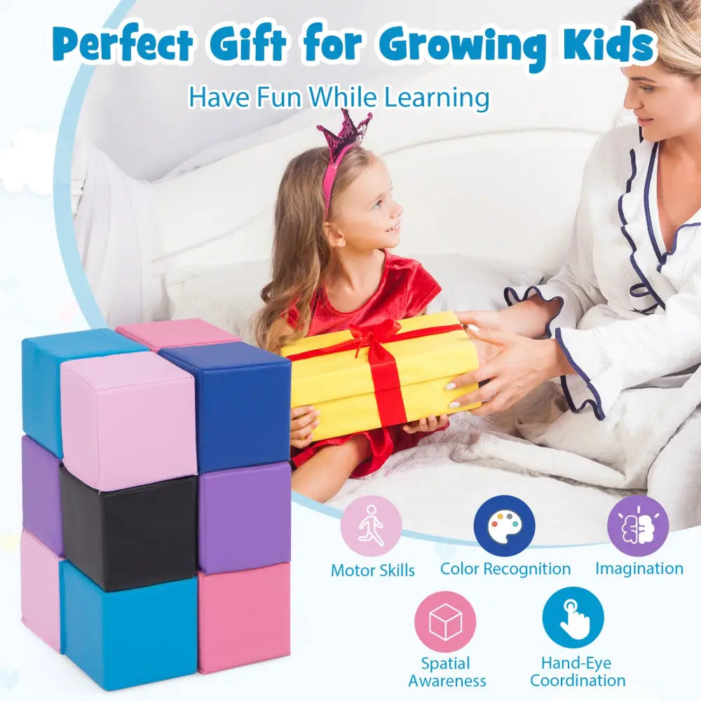 12 Pieces Soft Foam Building Blocks Climbing Foam Cubes Set for Kids-Deep Multicolor - Deep Multicolor - Climbers &