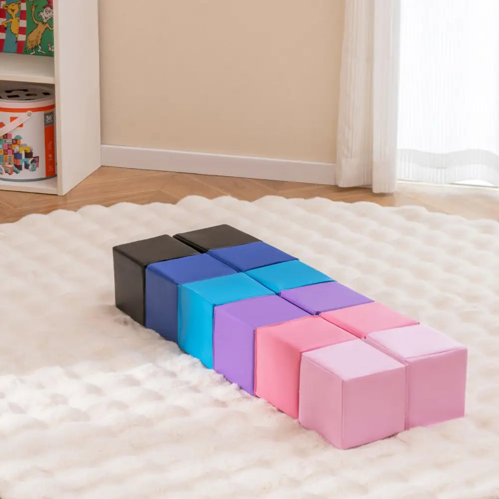 12 Pieces Soft Foam Building Blocks Climbing Foam Cubes Set for Kids-Deep Multicolor - Deep Multicolor - Climbers &